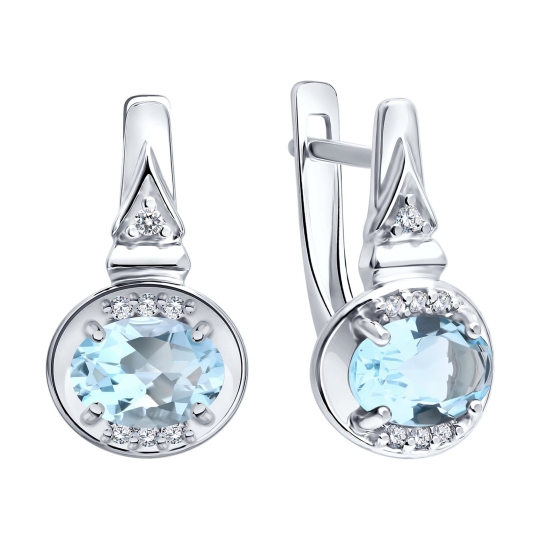 Серьги из серебра с фианитами