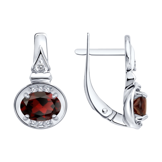 Серьги из серебра с топазами и фианитами