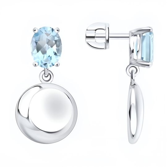 Серьги из серебра с фианитами