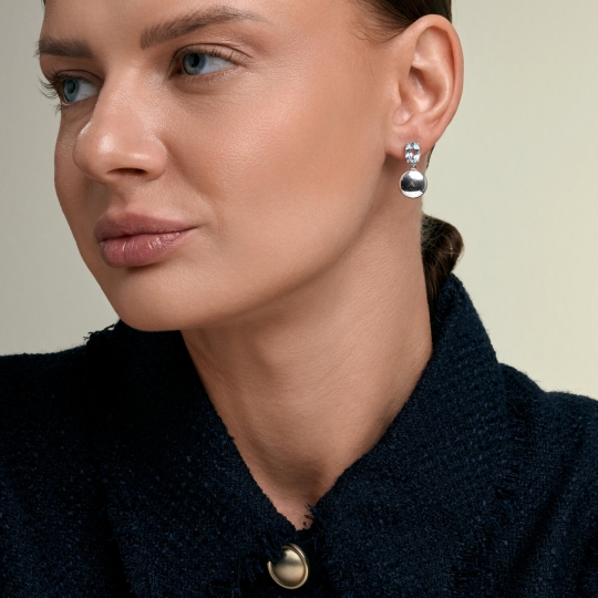 Серьги из серебра с фианитами