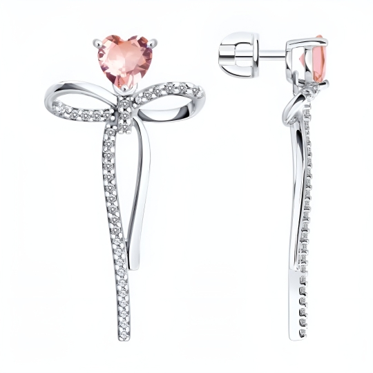 Серьги из серебра с фианитами