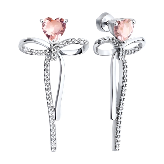 Серьги из серебра с фианитами