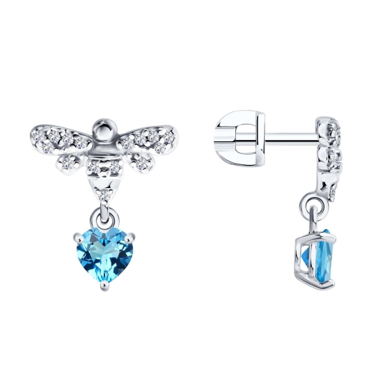 Серьги из серебра с фианитами