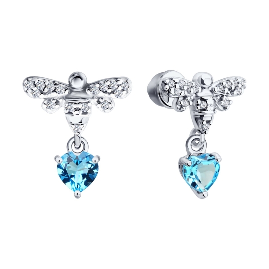 Серьги из серебра с фианитами