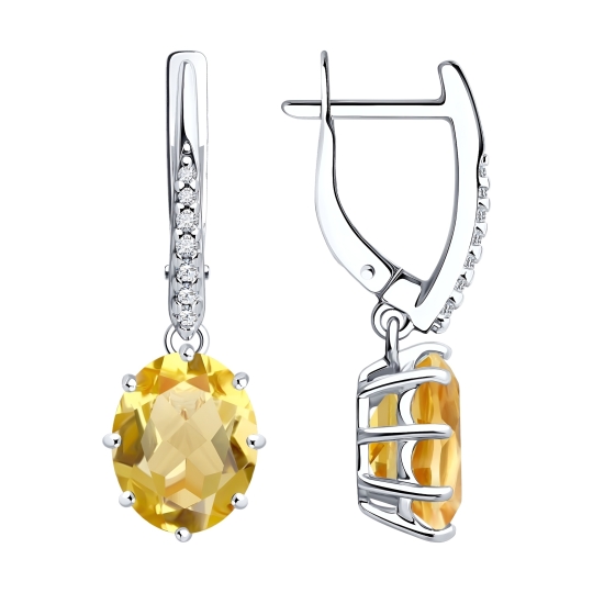 Серьги из серебра с цитринами