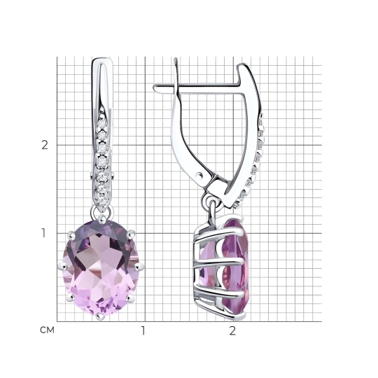 Серьги из серебра с гранатами и фианитами