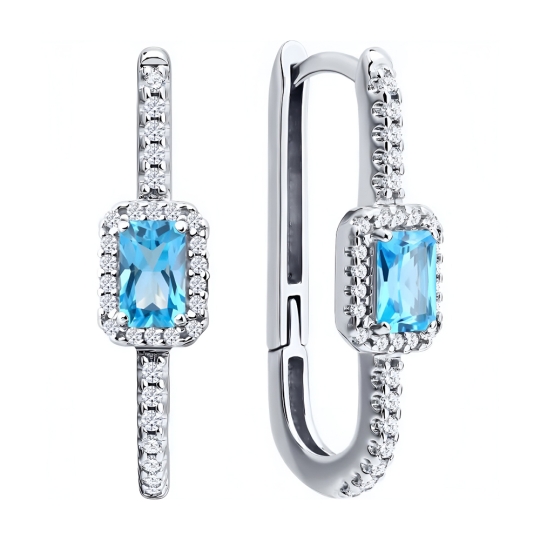 Серьги из серебра с аметистами и фианитами