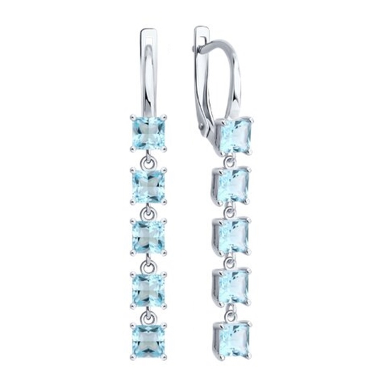 Серьги из серебра с эмалью и фианитами