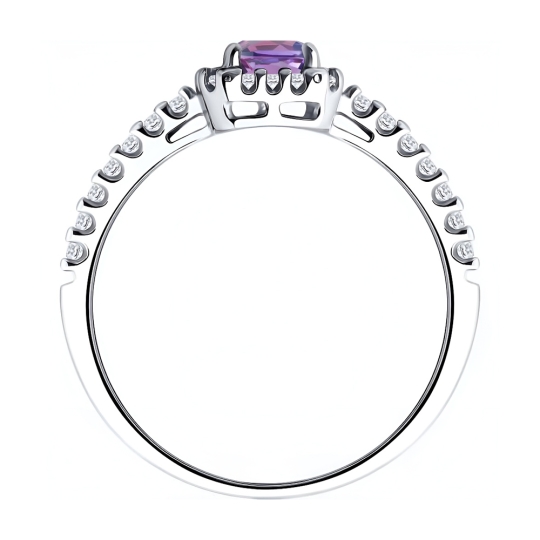 Серьги из серебра с аметистами и фианитами
