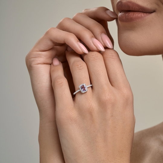 Серьги из серебра с аметистами и фианитами