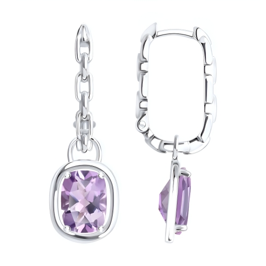 Серьги из серебра с фианитами