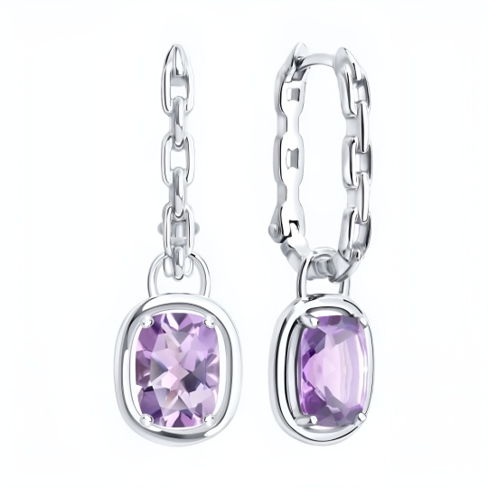 Серьги из серебра с фианитами
