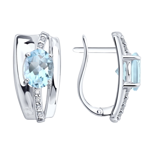 Серьги из серебра с фианитами