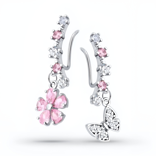 Серьги из серебра с фианитами