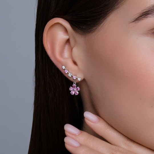 Серьги из серебра с фианитами