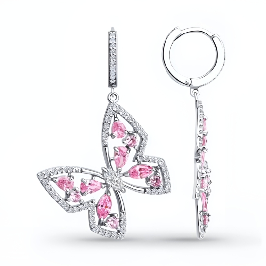 Серьги из серебра с фианитами