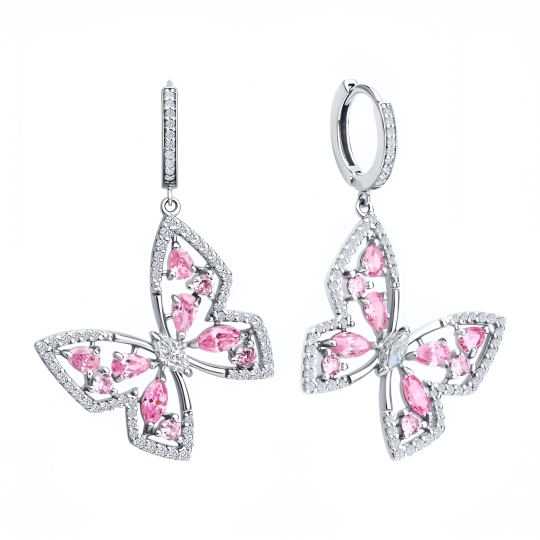 Серьги из серебра с фианитами