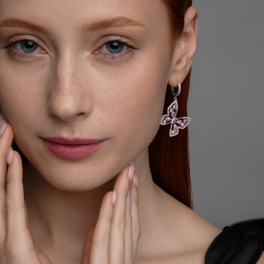 Серьги из серебра с фианитами