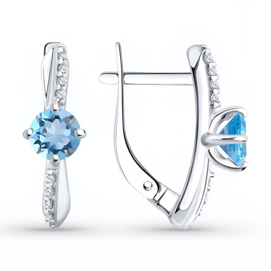 Серьги из серебра с фианитами