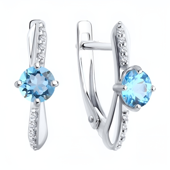 Серьги из серебра с фианитами