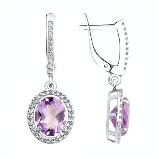 Серьги из серебра с фианитами