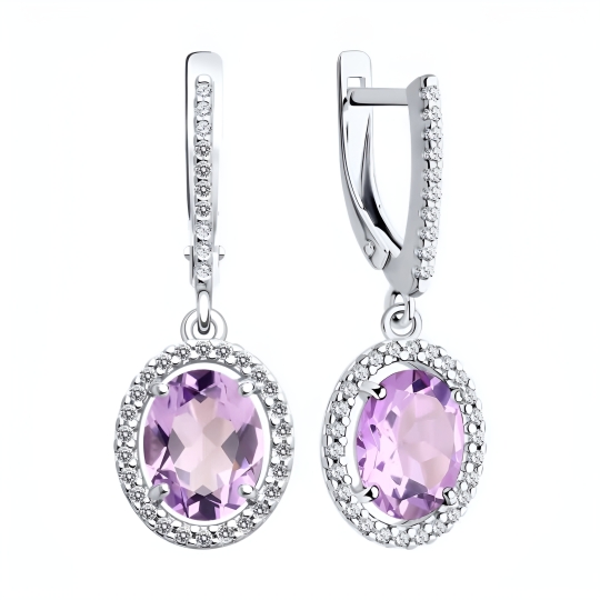 Серьги из серебра с фианитами