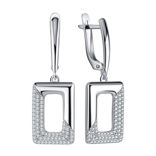 Серьги из серебра с фианитами