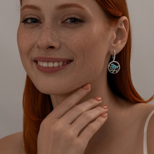 Серьги из серебра с фианитами