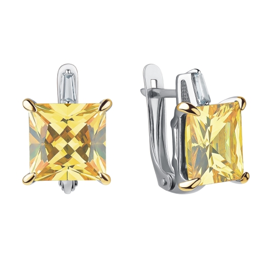 Серьги из серебра с фианитами