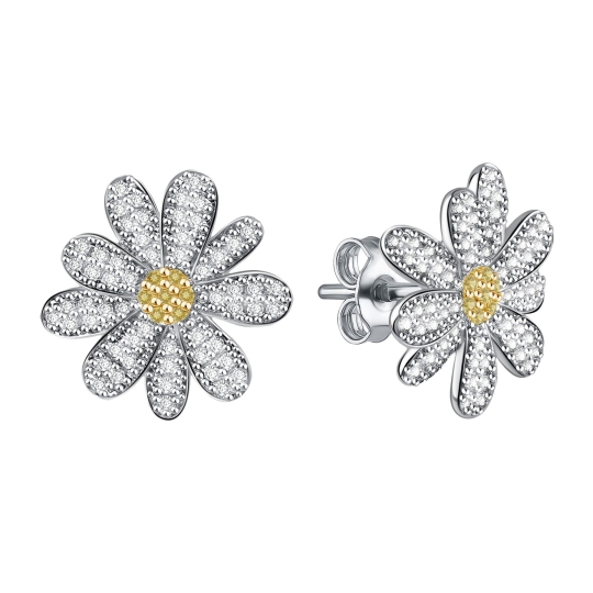 Серьги из серебра с фианитами