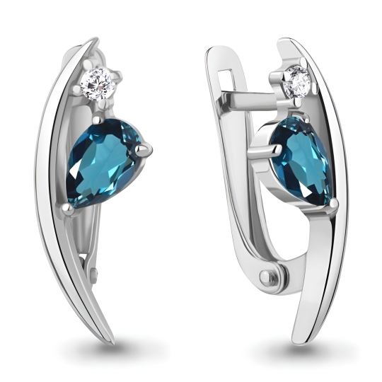 Серьги из серебра с фианитами