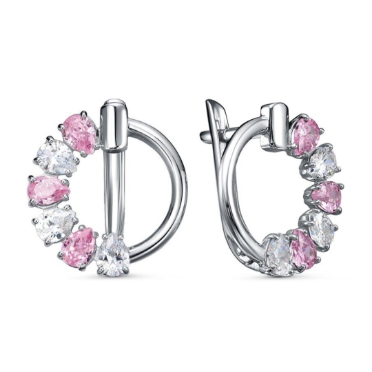 Серьги из серебра с фианитами