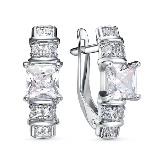 Серьги из серебра с фианитами
