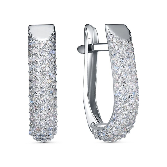 Серьги из серебра с фианитами