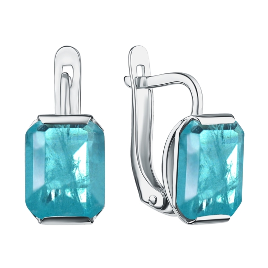 Серьги из серебра с эмалью и фианитами