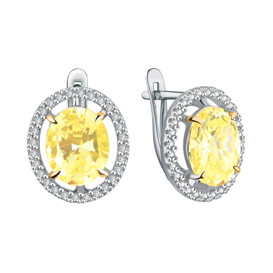Серьги из серебра с фианитами