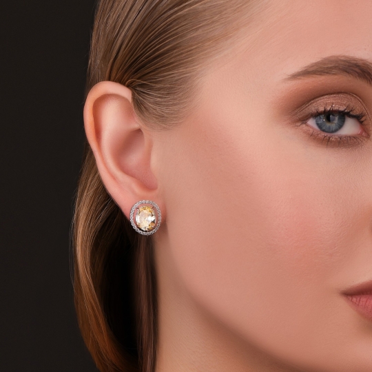 Серьги из серебра с фианитами