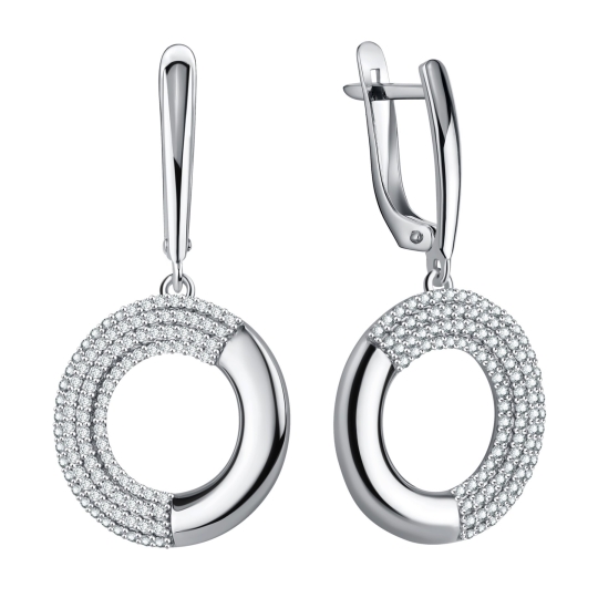 Серьги из серебра с фианитами