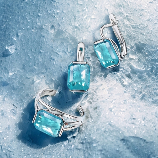 Серьги из серебра с горным хрусталем