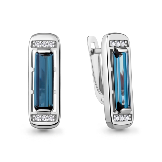 Серьги из серебра с фианитами