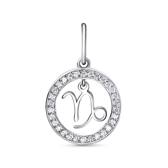 Подвеска из серебра с фианитами "Знак зодиака Рак"