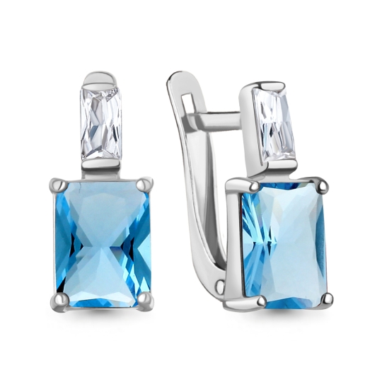 Серьги из серебра с аметистами и фианитами