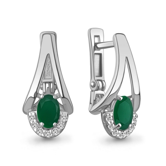 Серьги из серебра с аметистами и фианитами