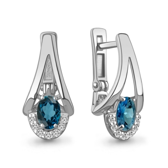 Серьги из серебра с аметистами и фианитами