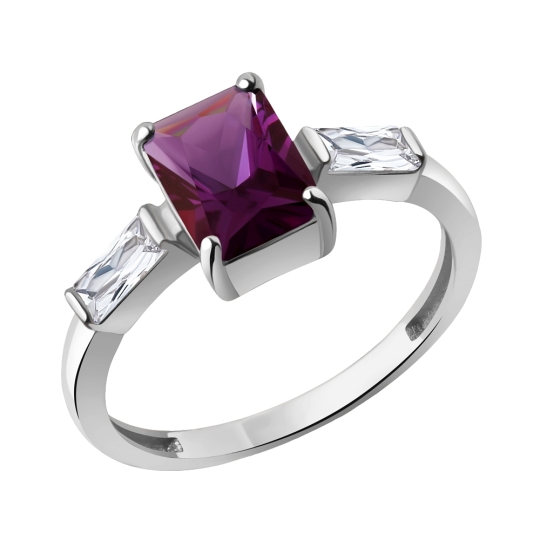Серьги из серебра с аметистами и фианитами