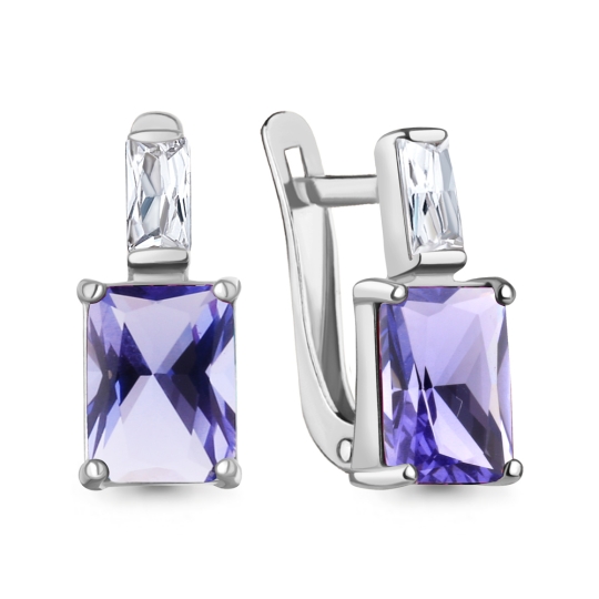 Серьги из серебра с аметистами и фианитами