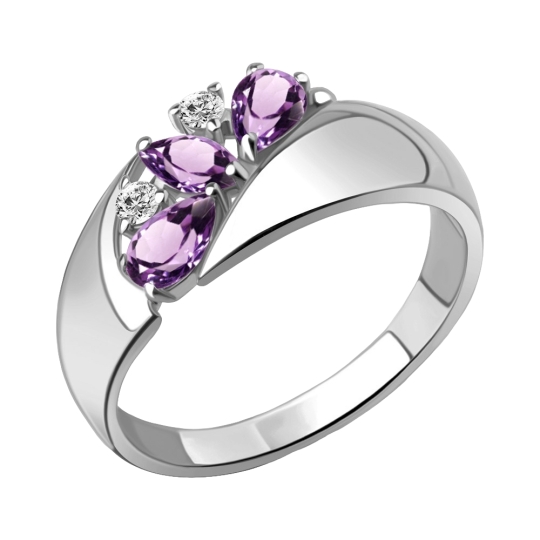 Серьги из серебра с аметистами и фианитами