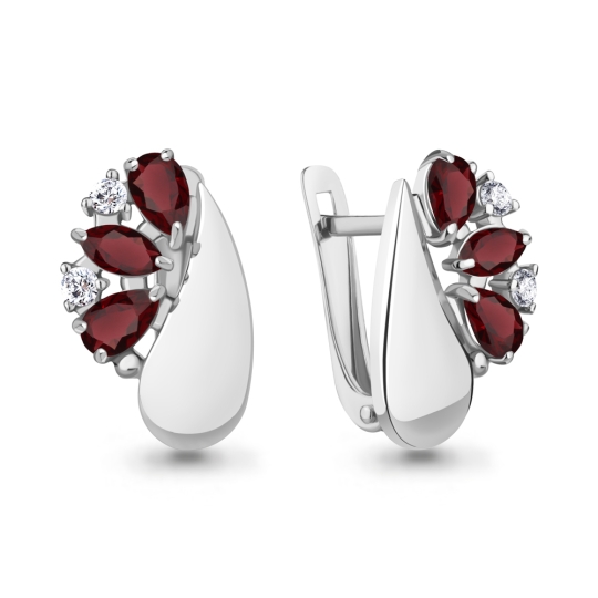Серьги из серебра с фианитами и эмалью
