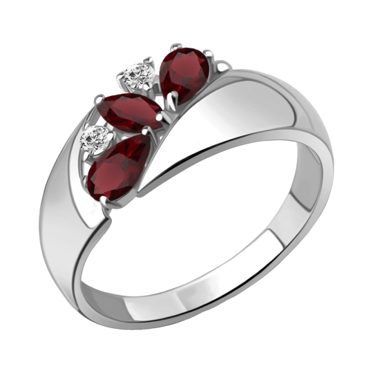 Серьги из серебра с гранатами и фианитами
