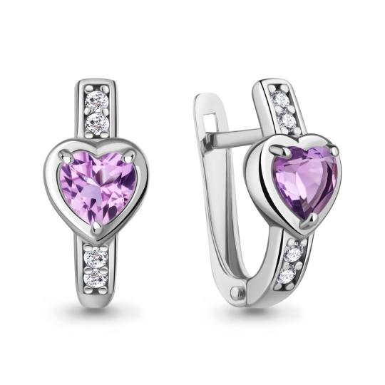 Серьги из серебра с гранатами и фианитами